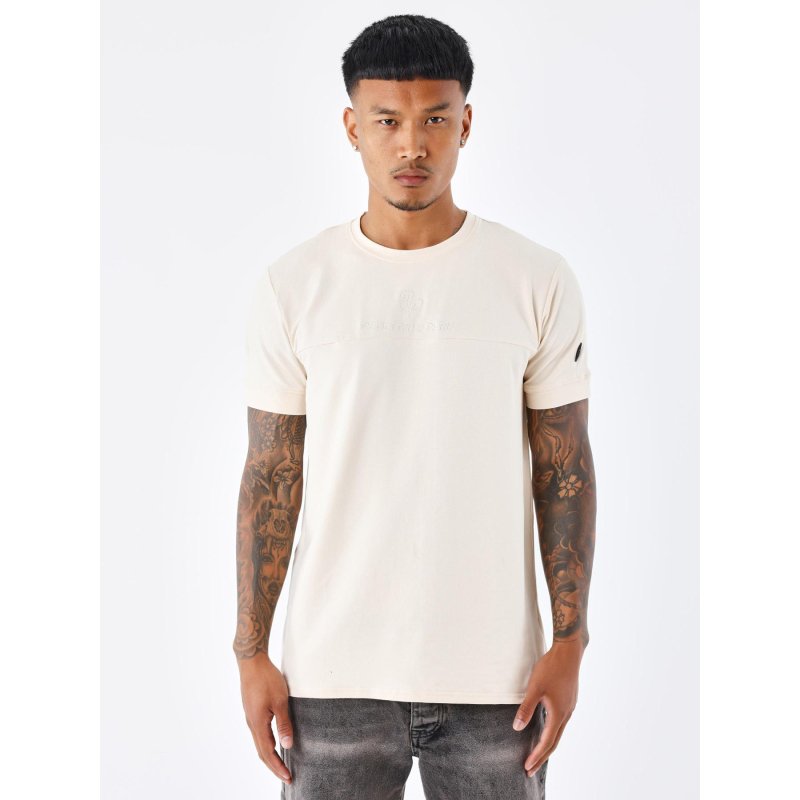 T-shirt double logo brodé beige homme - Project X Paris