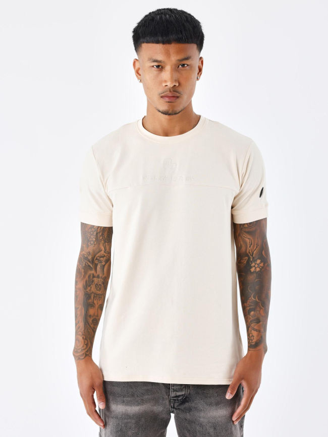 T-shirt double logo brodé beige homme - Project X Paris