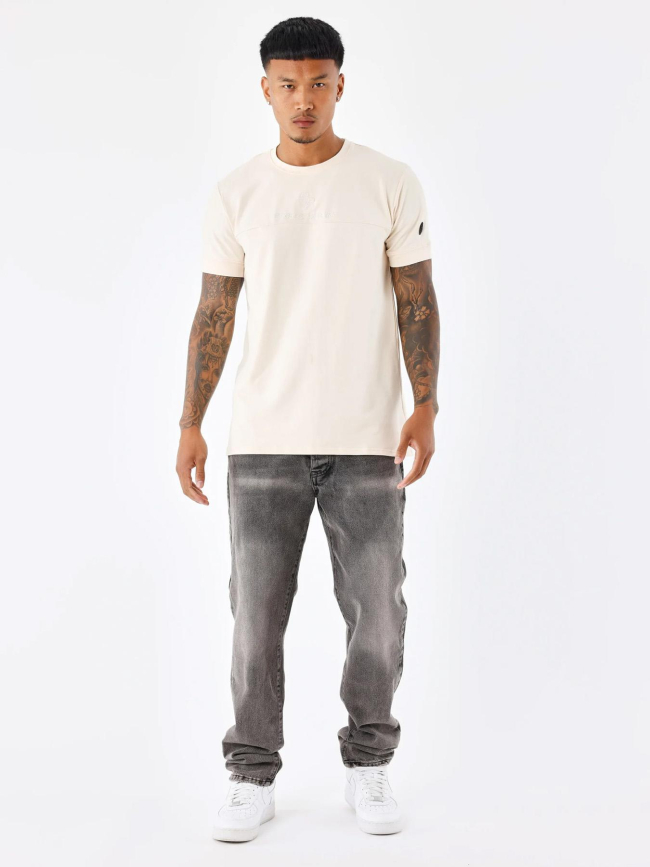 T-shirt double logo brodé beige homme - Project X Paris