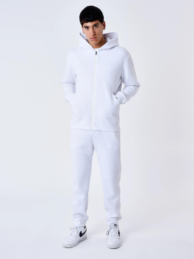 Sweat à capuche zippé uni blanc homme - Project X Paris