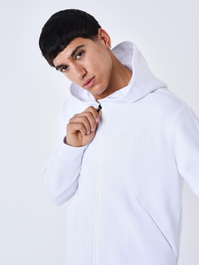 Sweat à capuche zippé uni blanc homme - Project X Paris