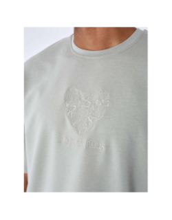 T-shirt coeur papillon brodé kaki homme - Project X Paris