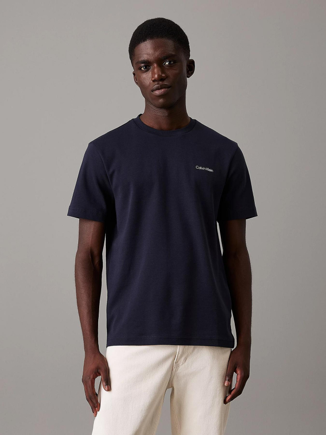 T-shirt micro logo interlock bleu marine homme - Calvin Klein