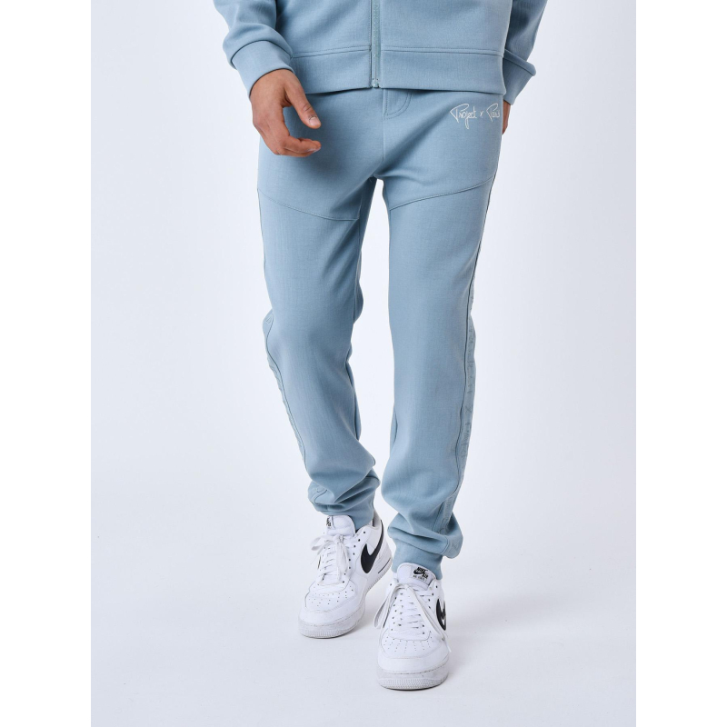 Jogging uni  logo brodé bleu gris  homme - Project X Paris