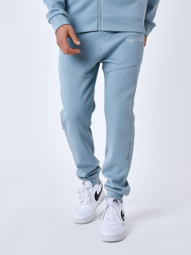 Jogging uni  logo brodé bleu gris  homme - Project X Paris