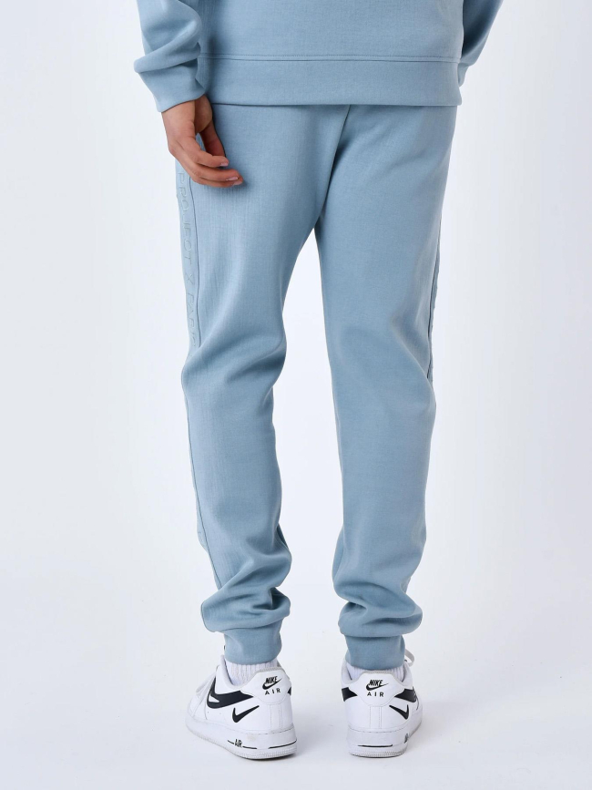 Jogging uni  logo brodé bleu gris  homme - Project X Paris