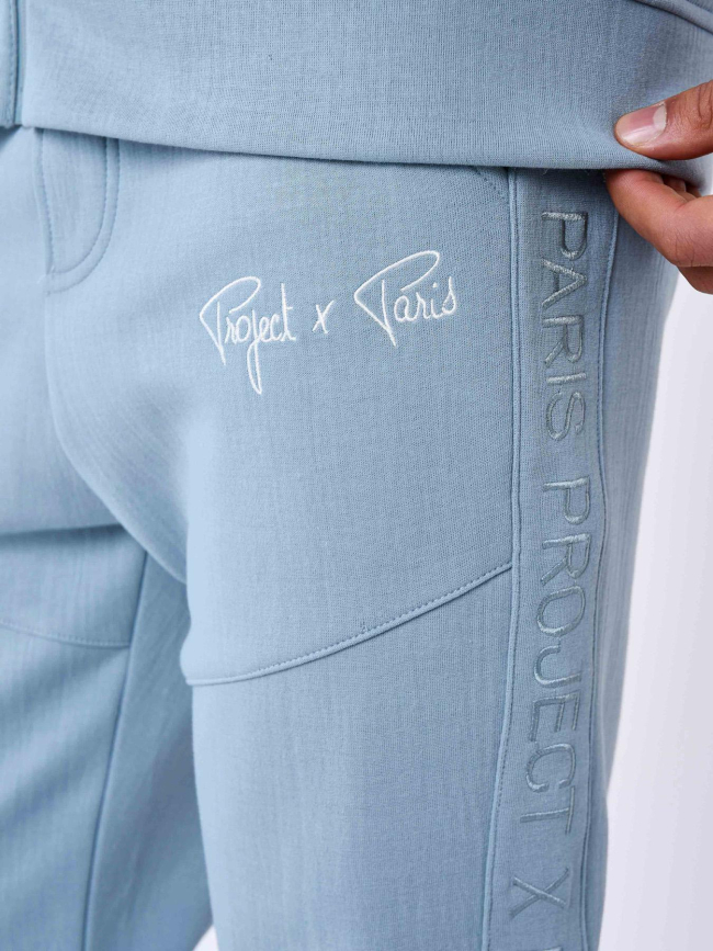 Jogging uni  logo brodé bleu gris  homme - Project X Paris