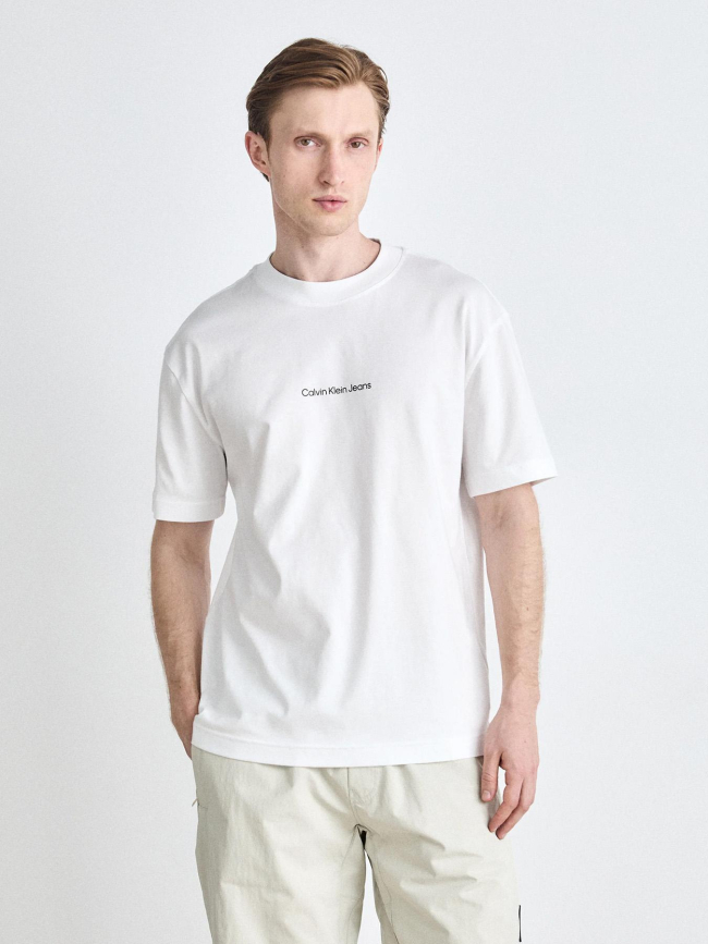 T-shirt grid monogram blanc homme - Calvin Klein Jeans