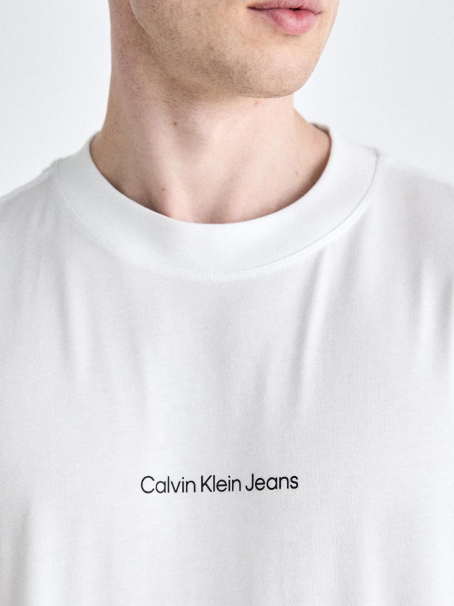 T-shirt grid monogram blanc homme - Calvin Klein Jeans