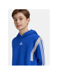 Sweat à capuche logo colorblock gris/bleu enfant - Adidas