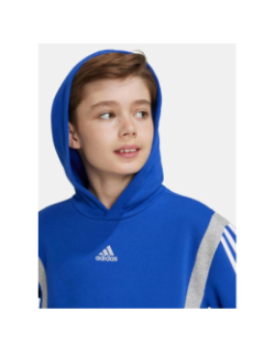 Sweat à capuche logo colorblock gris/bleu enfant - Adidas