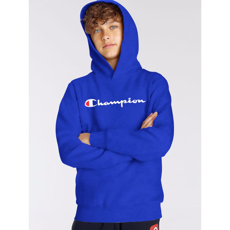 Sweat à capuche logo brodé bleu enfant - Champion