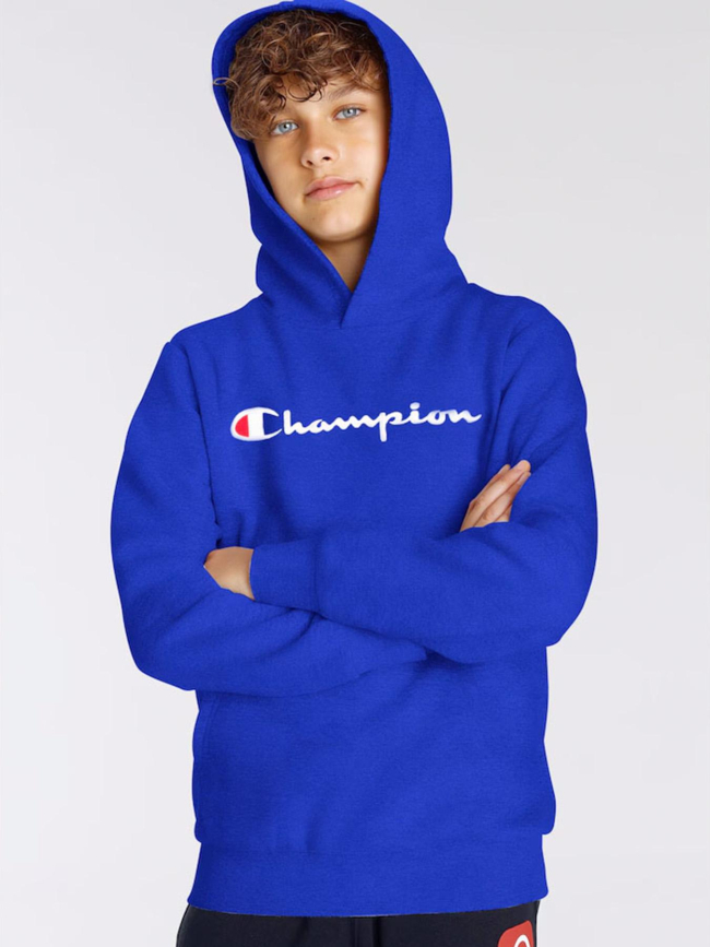 Sweat à capuche logo brodé bleu enfant - Champion