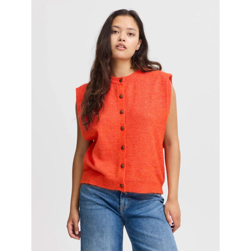 Gilet duveteux sans manche lamora rouge femme - Ichi