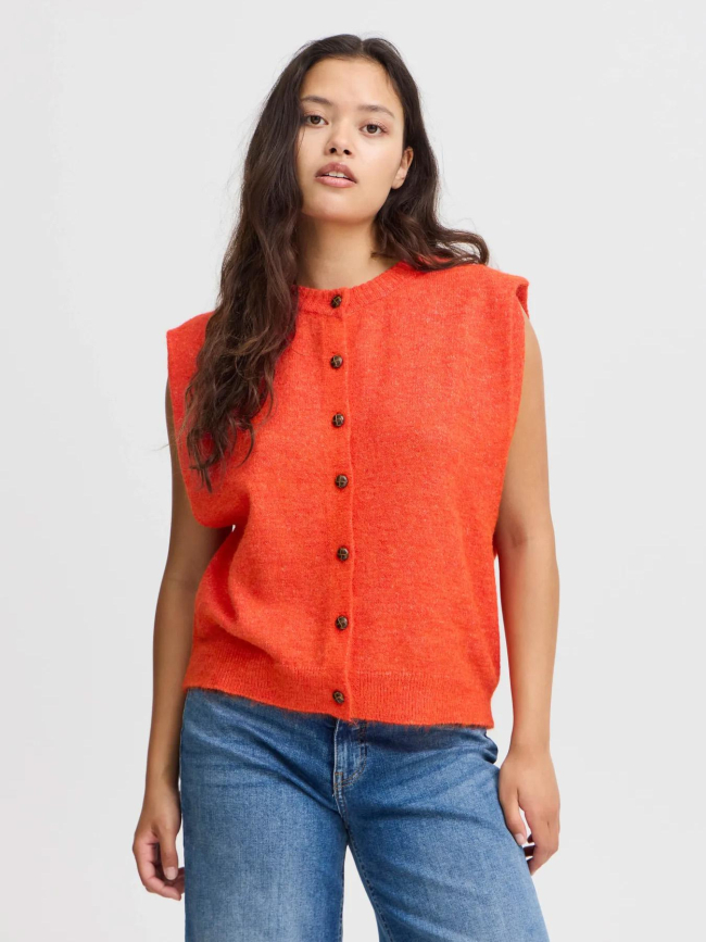 Gilet duveteux sans manche lamora rouge femme - Ichi