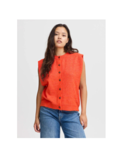 Gilet duveteux sans manche lamora rouge femme - Ichi