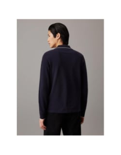 Polo manches longues stretch bleu marine homme - Calvin Klein