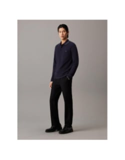 Polo manches longues stretch bleu marine homme - Calvin Klein