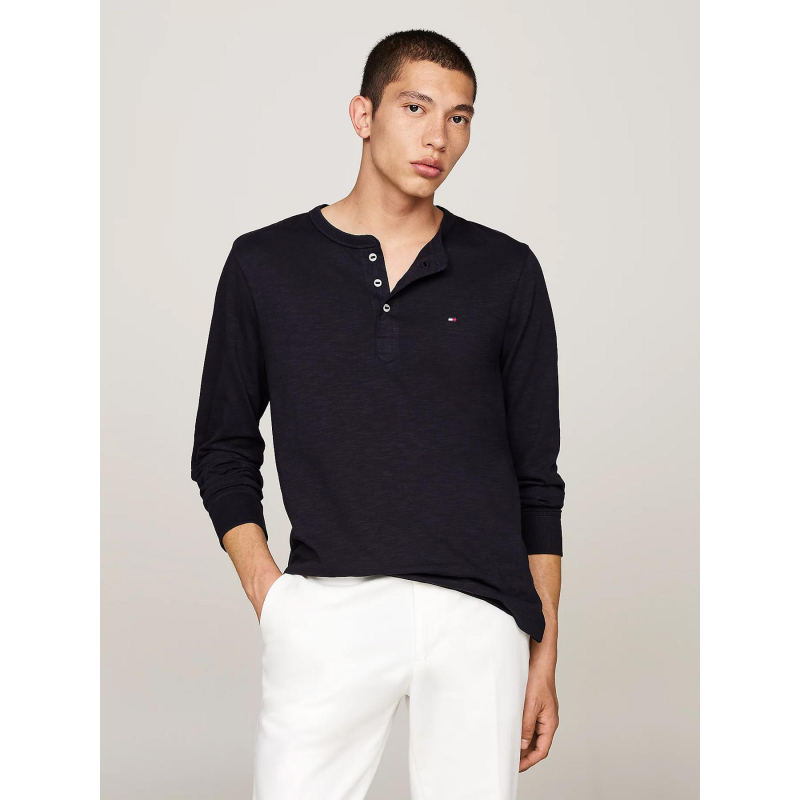 T-shirt manches longues henley bleu marine homme - Tommy Hilfiger