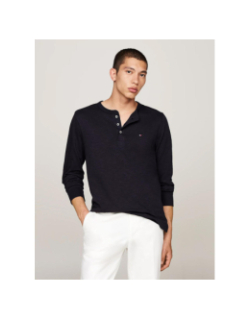 T-shirt manches longues henley bleu marine homme - Tommy Hilfiger