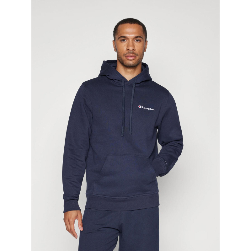 Sweat à capuche hooded logo bleu marine homme - Champion