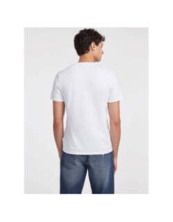 T-shirt slim fit logo brodé blanc homme - Guess