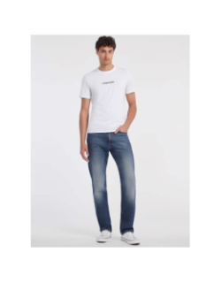 T-shirt slim fit logo brodé blanc homme - Guess