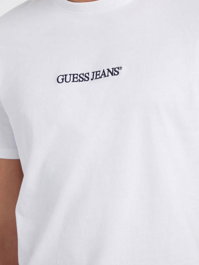 T-shirt slim fit logo brodé blanc homme - Guess