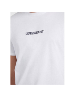 T-shirt slim fit logo brodé blanc homme - Guess