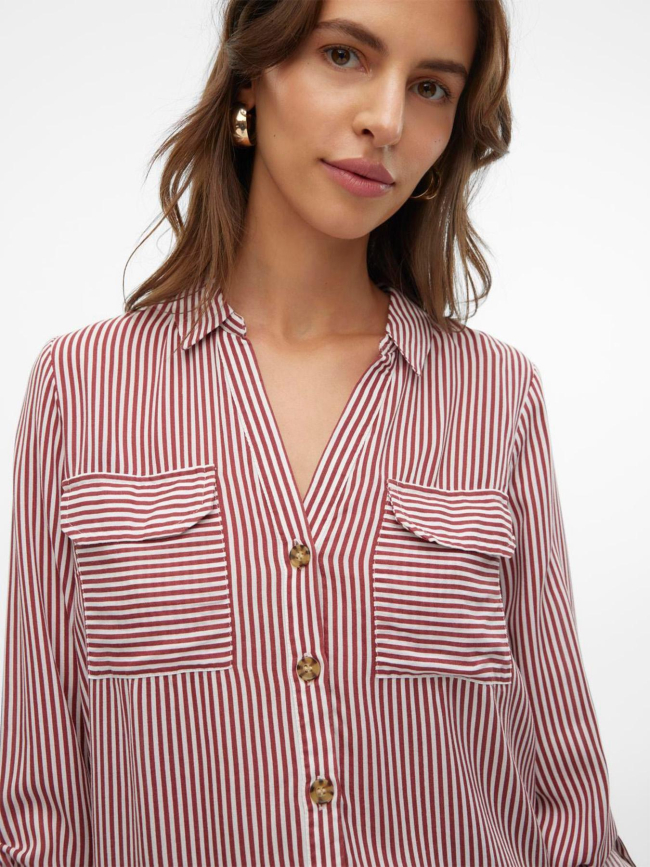 Chemise rayée bumpy bordeaux femme - Vero Moda