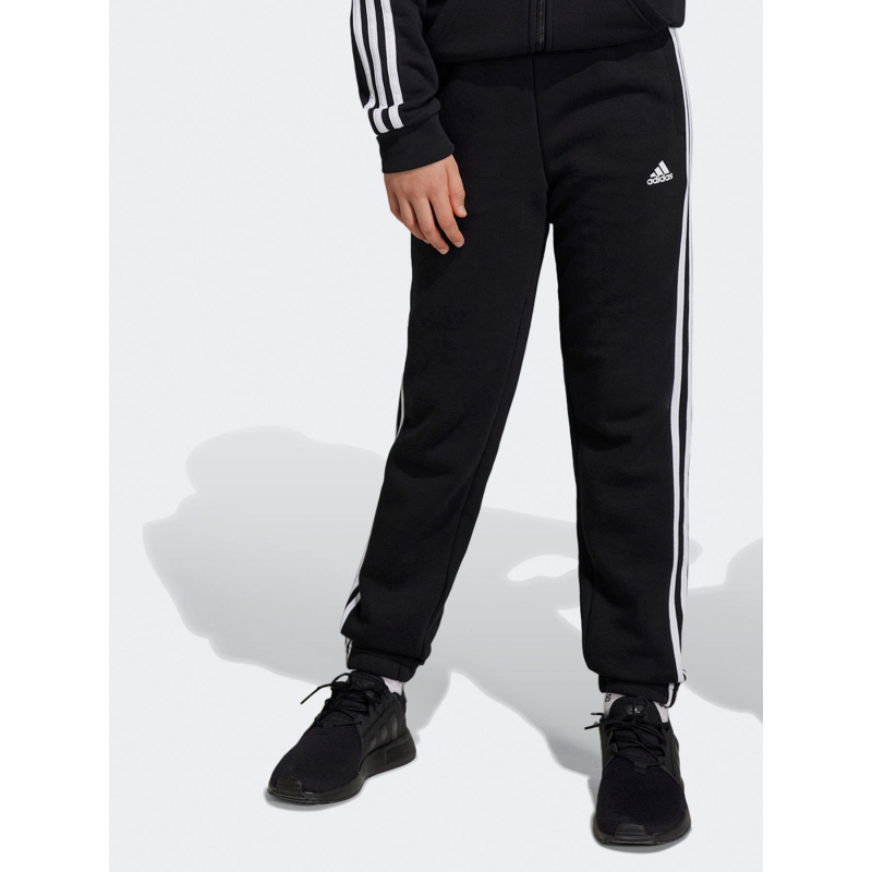 Jogging 3 bandes uni noir blanc enfant - Adidas