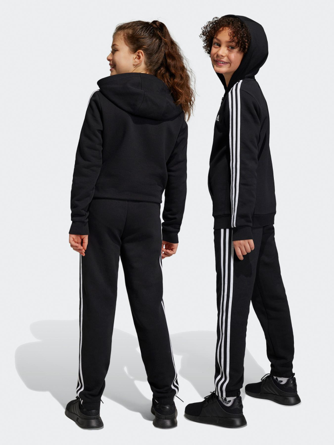 Jogging 3 bandes uni noir blanc enfant - Adidas