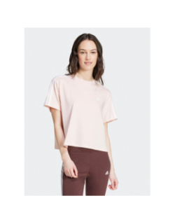 T-shirt crop 3 bandes rose femme - Adidas