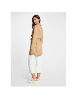 Manteau long ceinturé suédine garia beige femme - Morgan