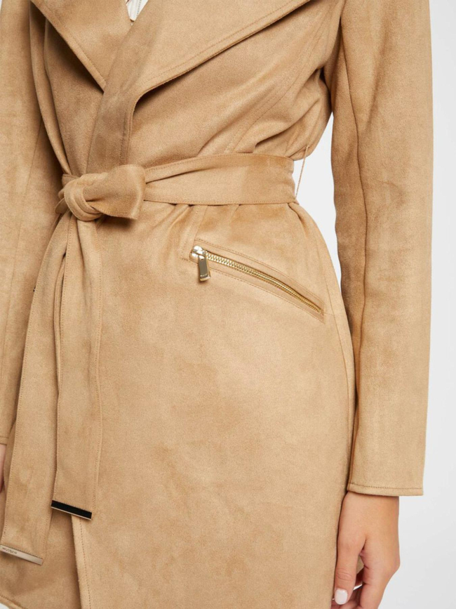 Manteau long ceinturé suédine garia beige femme - Morgan