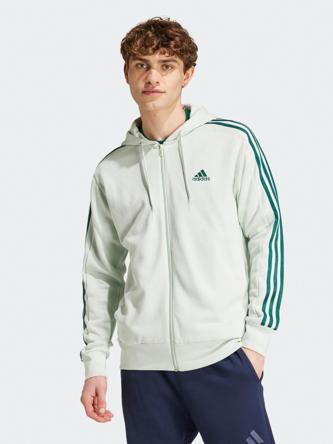 Sweat zippé à capuche 3s vert homme - Adidas