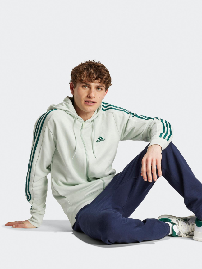 Sweat zippé à capuche 3s vert homme - Adidas