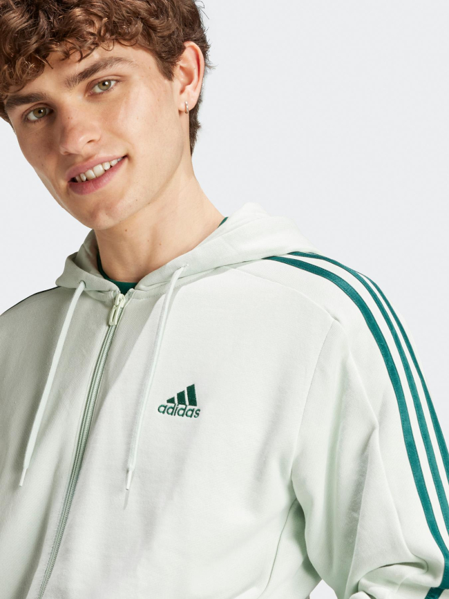 Sweat zippé à capuche 3s vert homme - Adidas