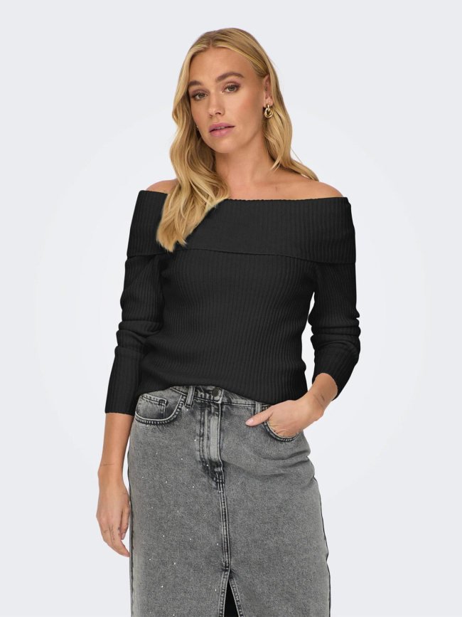 Pull épaules dénudées côtelé katia noir femme - Only