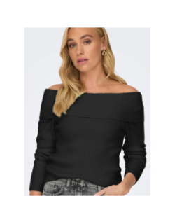 Pull épaules dénudées côtelé katia noir femme - Only