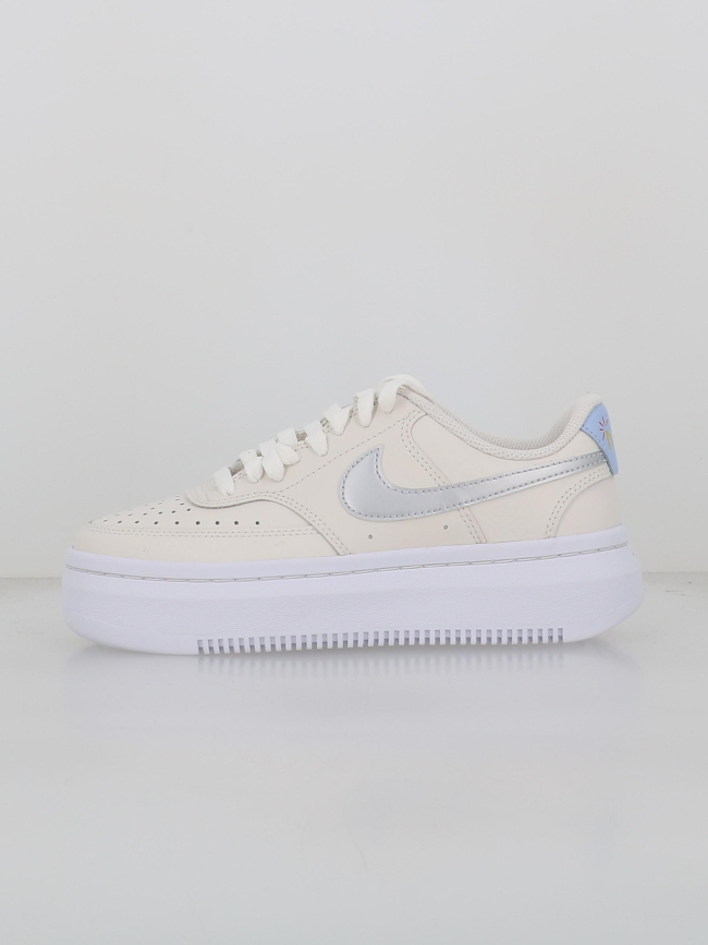 Baskets plateforme court vision alta blanc argent femme - Nike