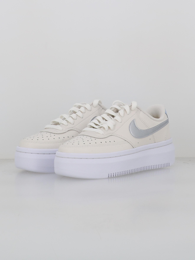 Baskets plateforme court vision alta blanc argent femme Nike wimod