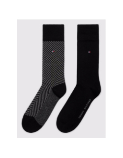 Pack 2 paires de chaussettes irregular noir homme - Tommy Hilfiger