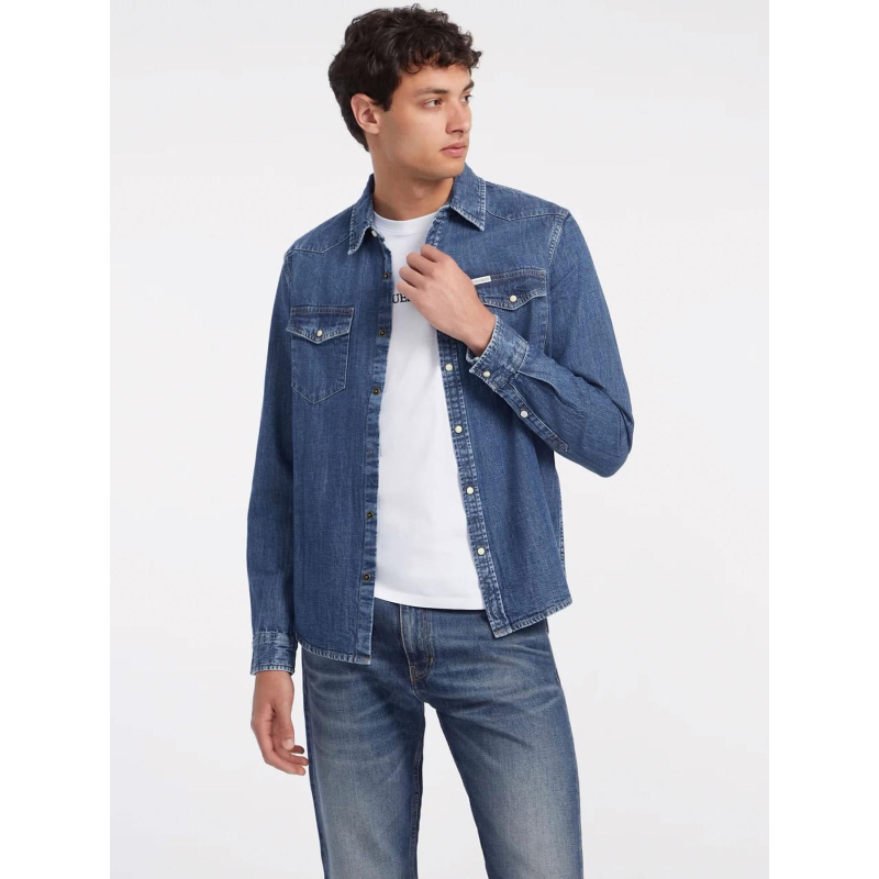 Chemise en jean slim denim bleu homme - Guess