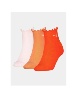 Pack 3 paires de chaussette quarter ruffle orange femme - Puma