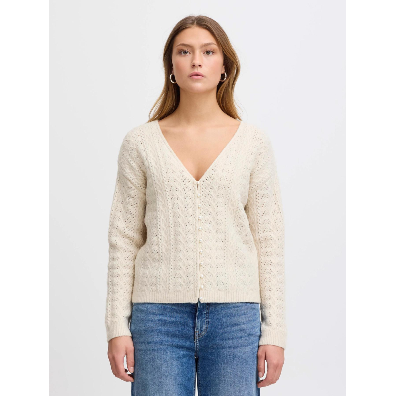 Gilet cardigan ihliyanna blanc femme - Ichi