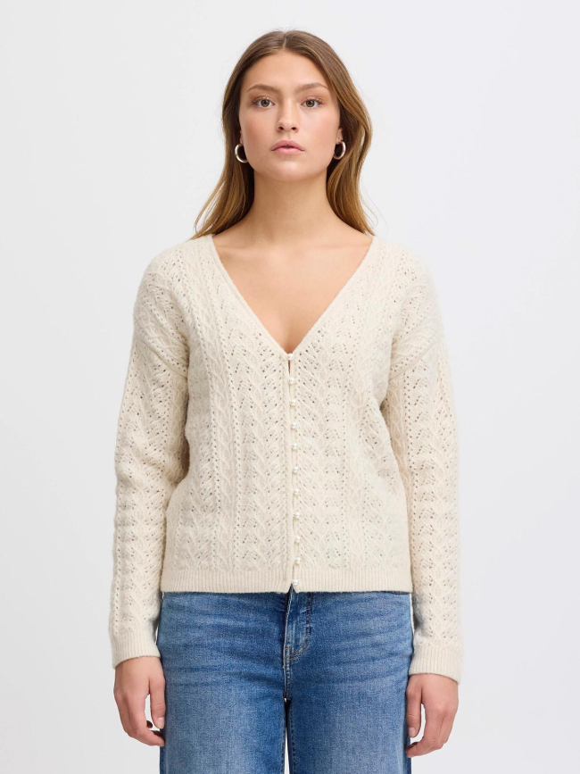 Gilet cardigan ihliyanna blanc femme - Ichi