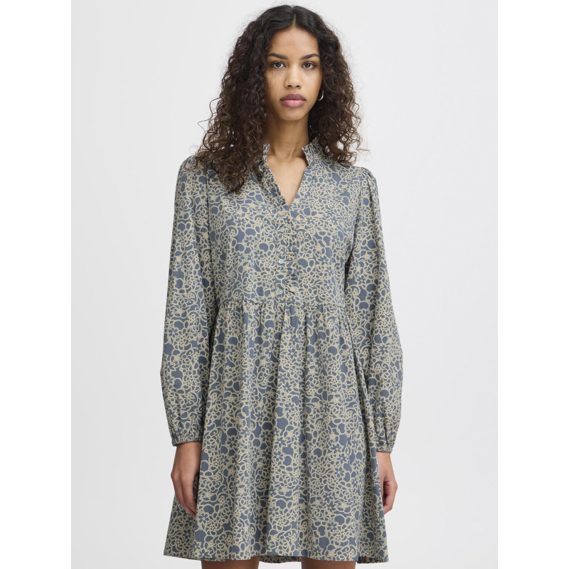 Robe courte ihqwissa imprimé gris femme - Ichi