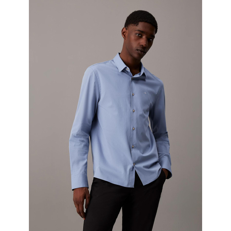 Chemise slim en popeline élastique bleu homme - Calvin Klein