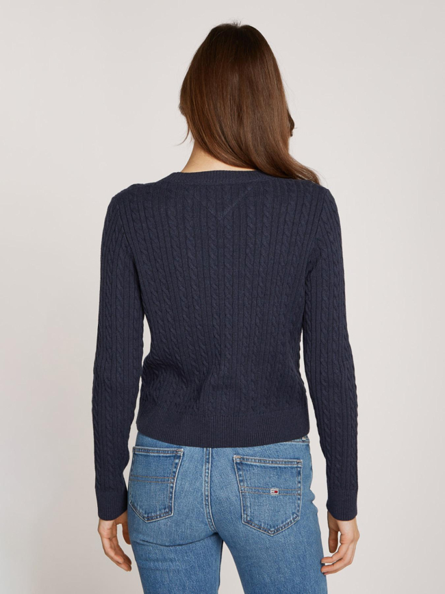 Pull à torsades cable essential bleu marine femme - Tommy Jeans